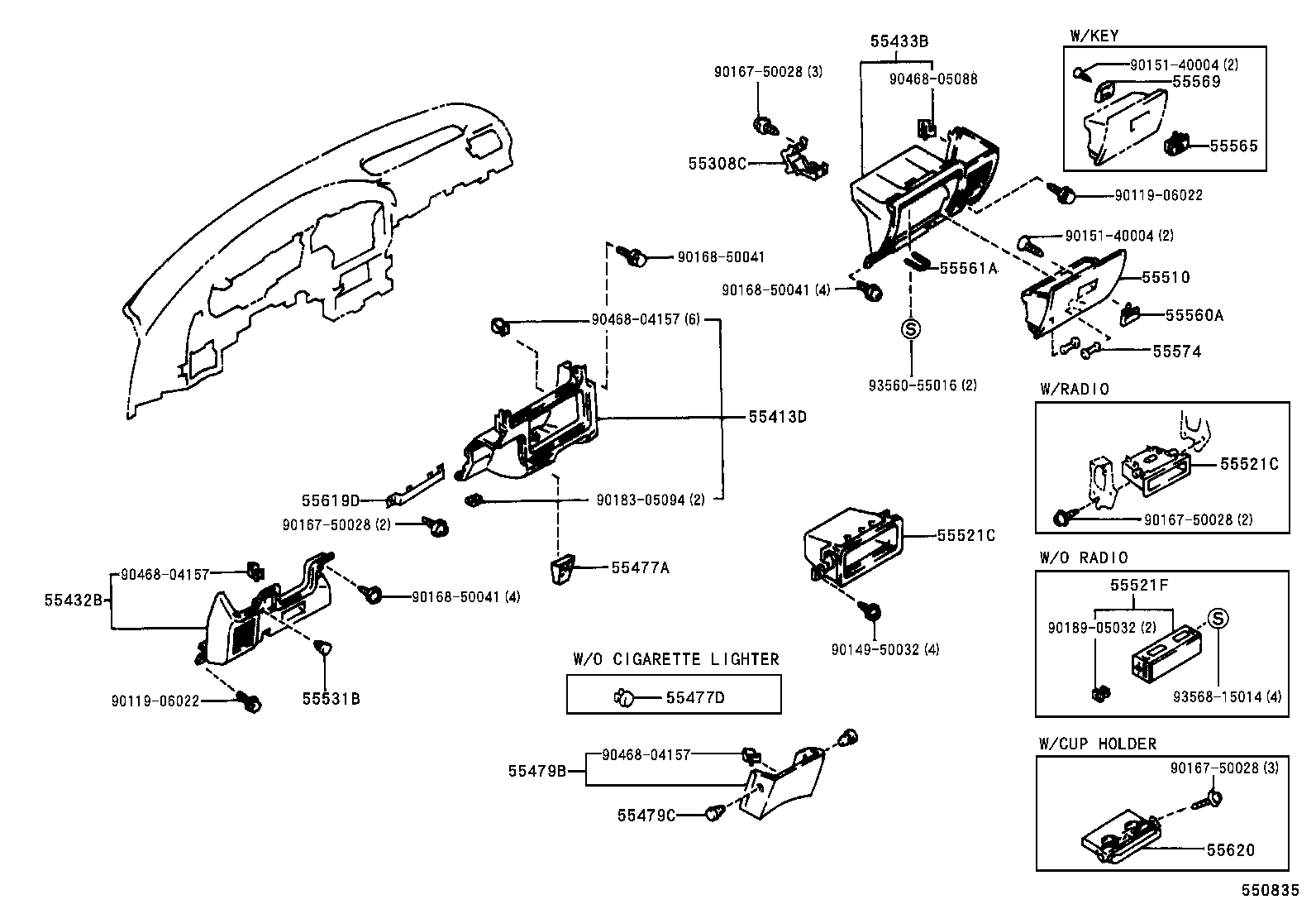  HILUX 4RUNNER 4WD |  INSTRUMENT PANEL GLOVE COMPARTMENT