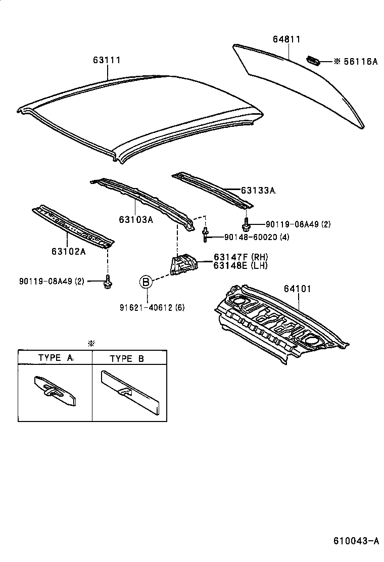  TERCEL |  ROOF PANEL BACK WINDOW GLASS