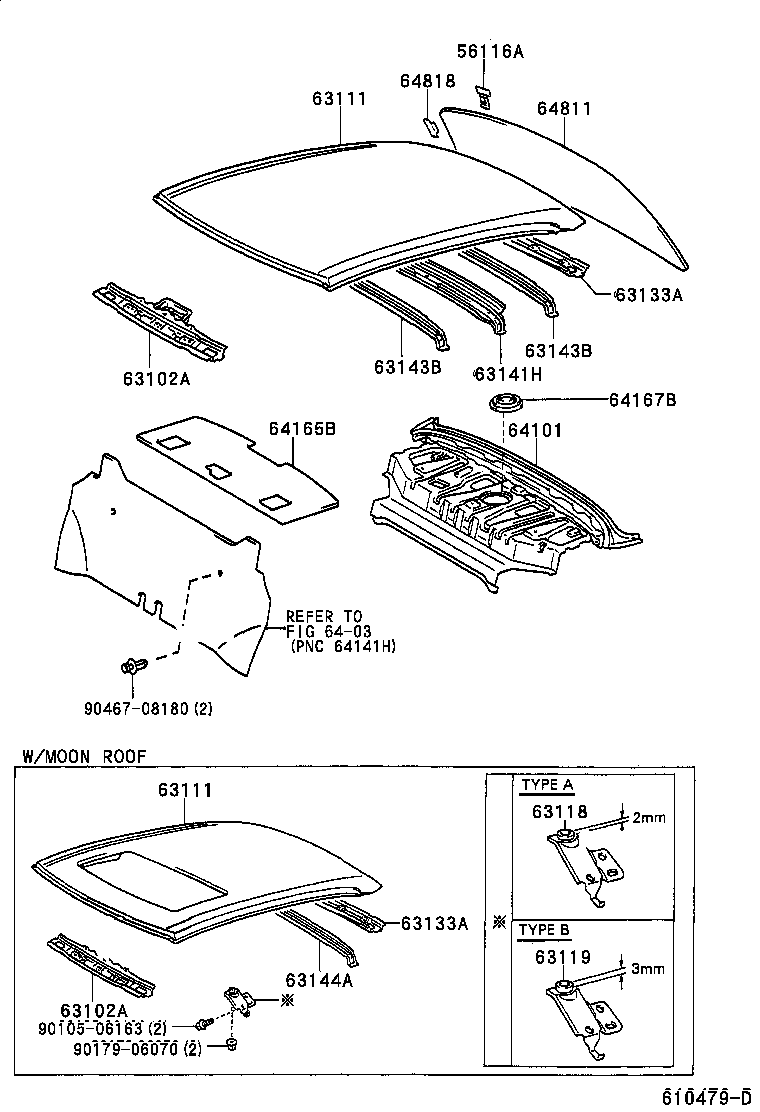  AVALON |  ROOF PANEL BACK WINDOW GLASS