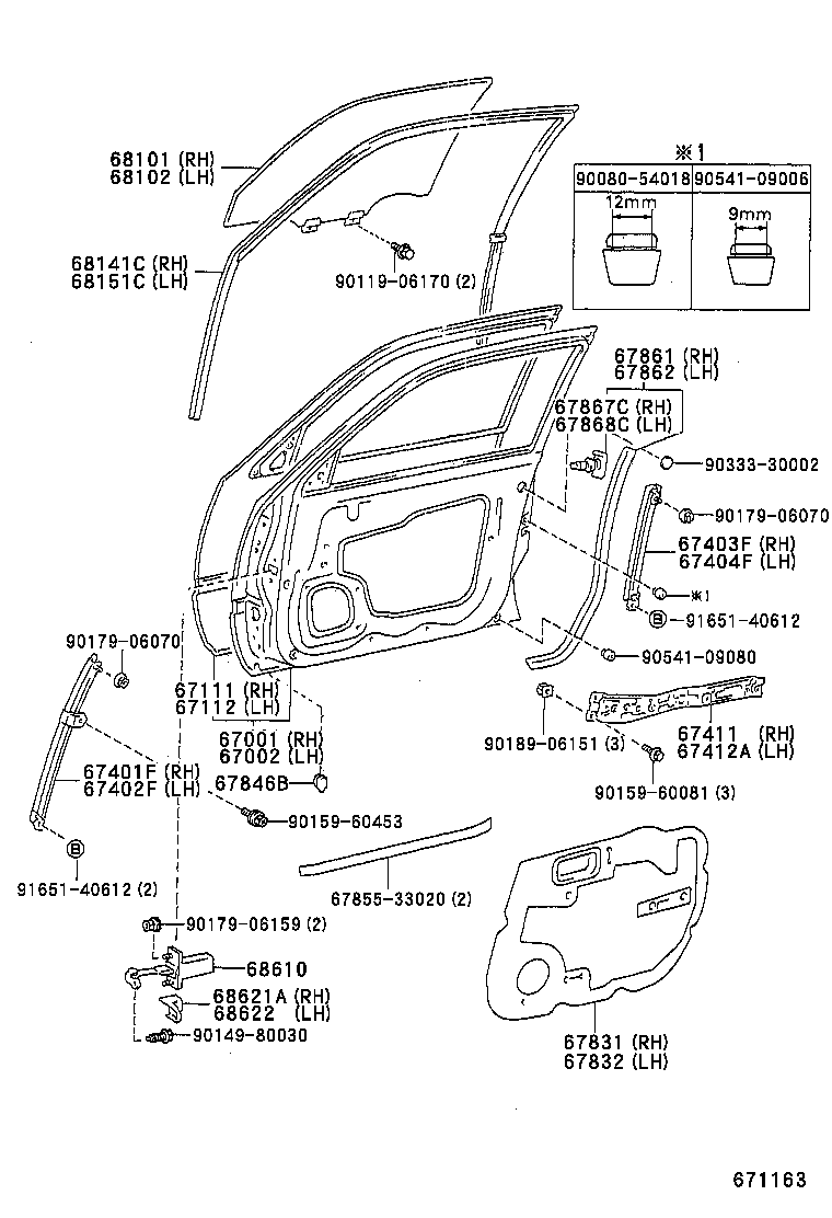 CAMRY NAP SED WG |  FRONT DOOR PANEL GLASS