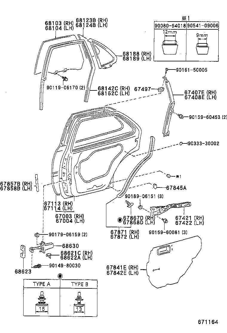  CAMRY NAP SED WG |  REAR DOOR PANEL GLASS