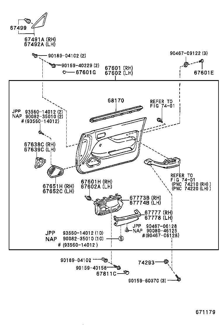 CAMRY NAP SED WG |  FRONT DOOR PANEL GLASS