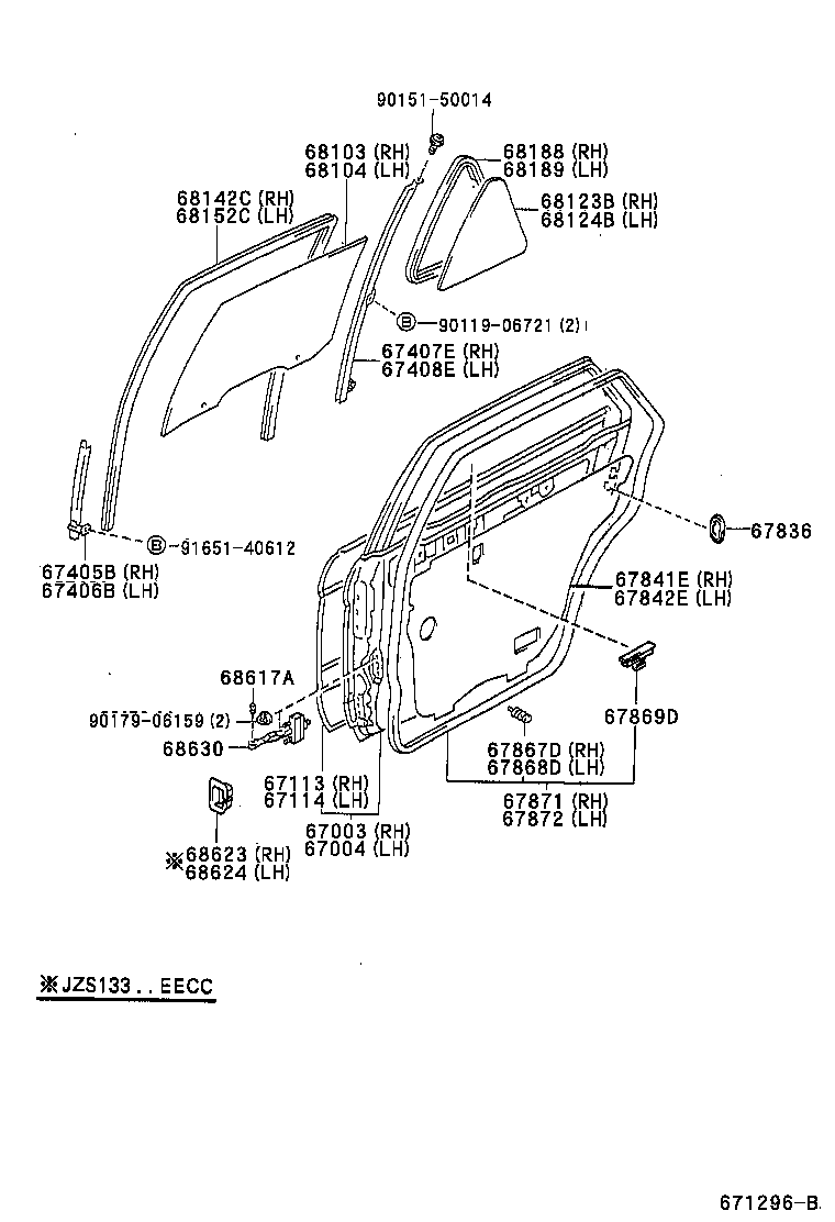  CROWN |  REAR DOOR PANEL GLASS