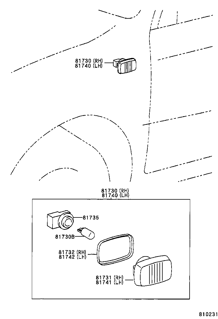  COROLLA LB |  SIDE TURN SIGNAL LAMP OUTER MIRROR LAMP