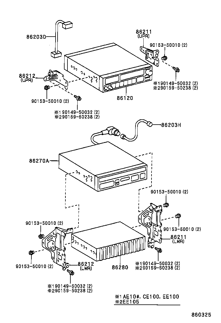 TOYOTA COROLLA SED CP WGAE101R-AEPNK - ELECTRICAL - RADIO ... toyota xli wiring diagram 