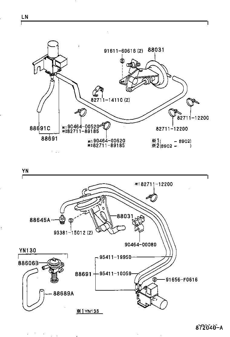  HILUX 4RUNNER 4WD |  HEATING AIR CONDITIONING VACUUM PIPING