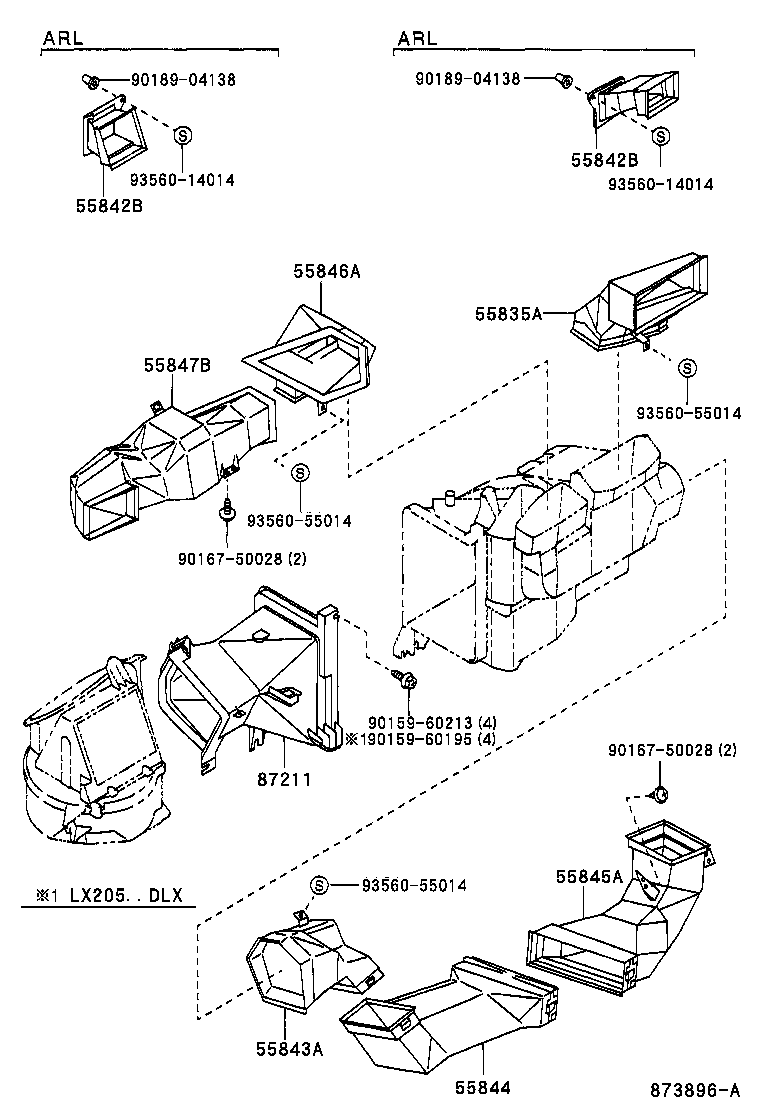  HILUX 4RUNNER 4WD |  HEATING AIR CONDITIONING CONTROL AIR DUCT
