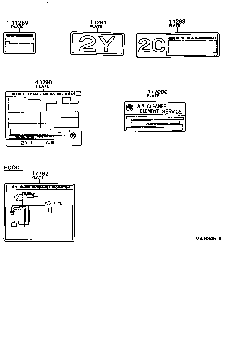  MODEL F |  CAUTION PLATE NAME PLATE ENGINE