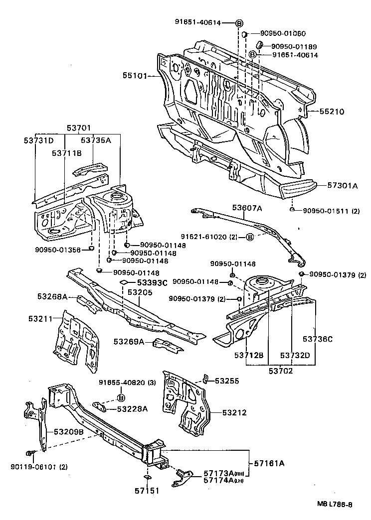  CELICA |  FRONT FENDER APRON DASH PANEL