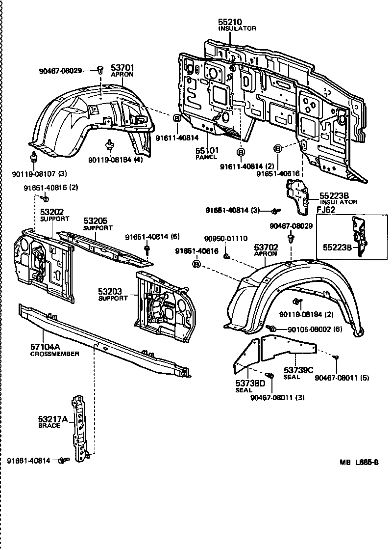  LAND CRUISER 60 |  FRONT FENDER APRON DASH PANEL