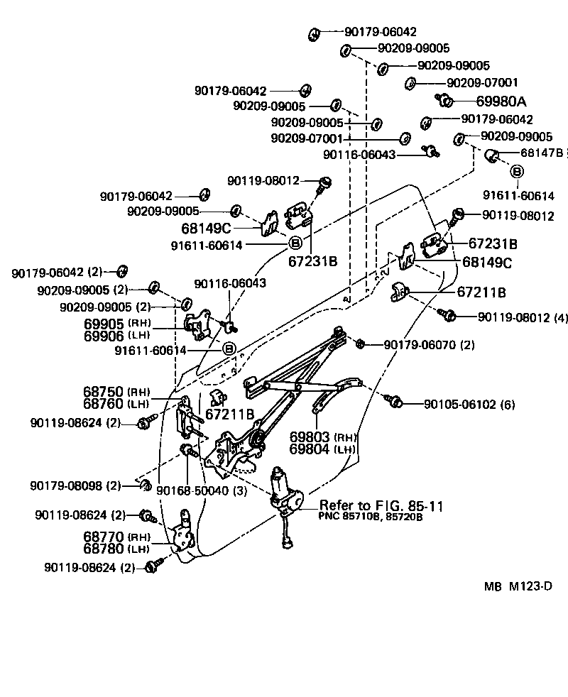  CROWN |  REAR DOOR WINDOW REGULATOR HINGE