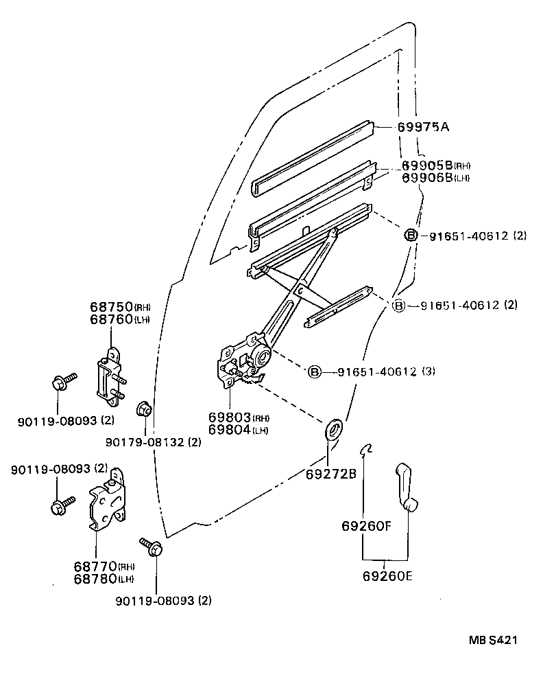 HILUX 4RUNNER 4WD | REAR DOOR WINDOW REGULATOR HINGE