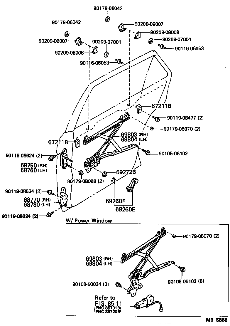 CROWN |  REAR DOOR WINDOW REGULATOR HINGE