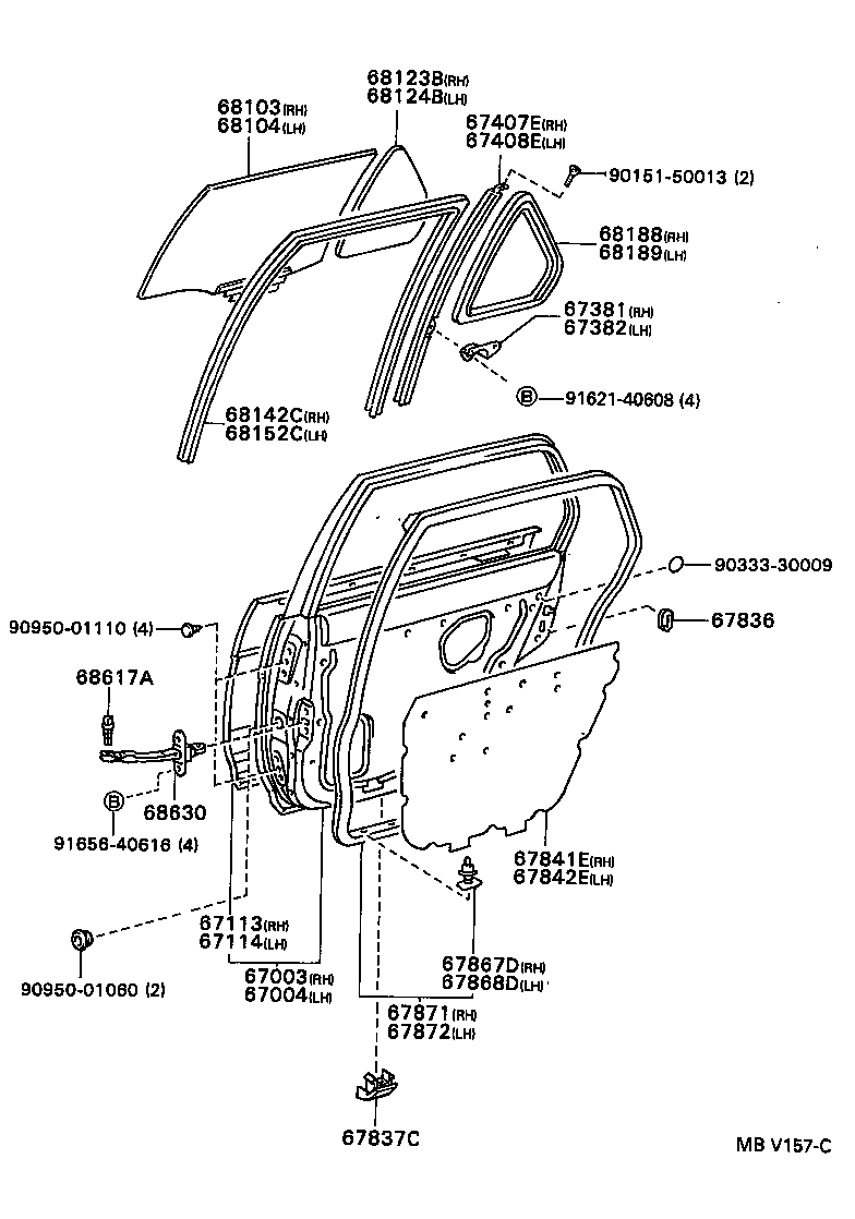  TERCEL |  REAR DOOR PANEL GLASS