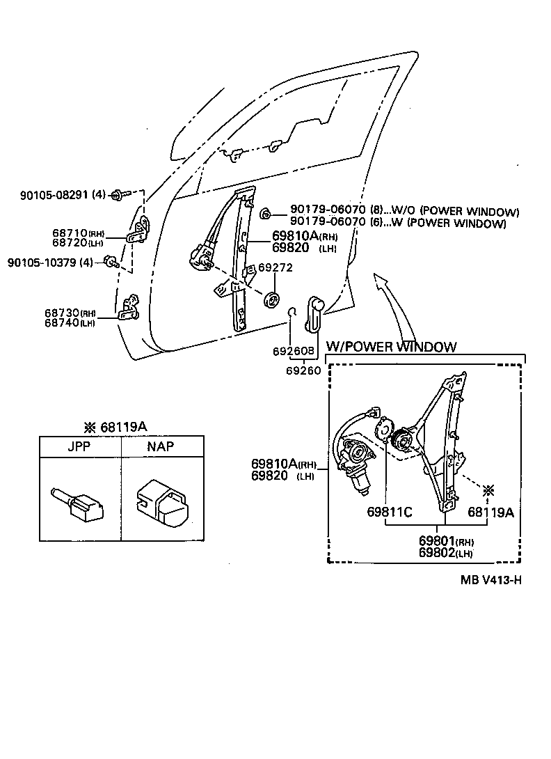  CAMRY JPP SED |  FRONT DOOR WINDOW REGULATOR HINGE