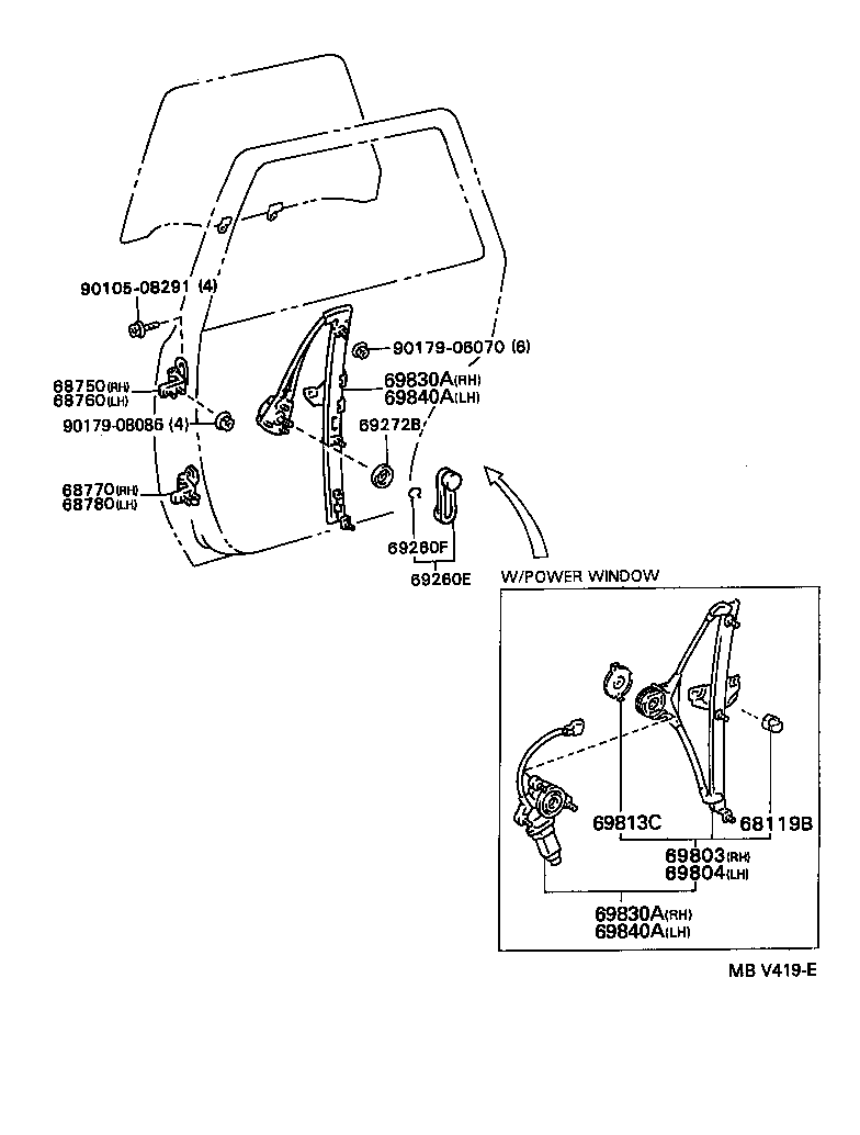  CAMRY JPP SED |  REAR DOOR WINDOW REGULATOR HINGE