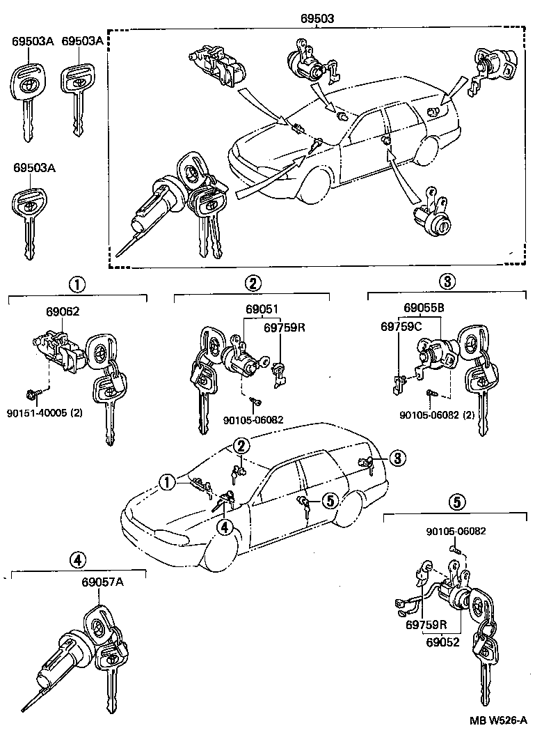  CAMRY NAP SED WG |  LOCK CYLINDER SET