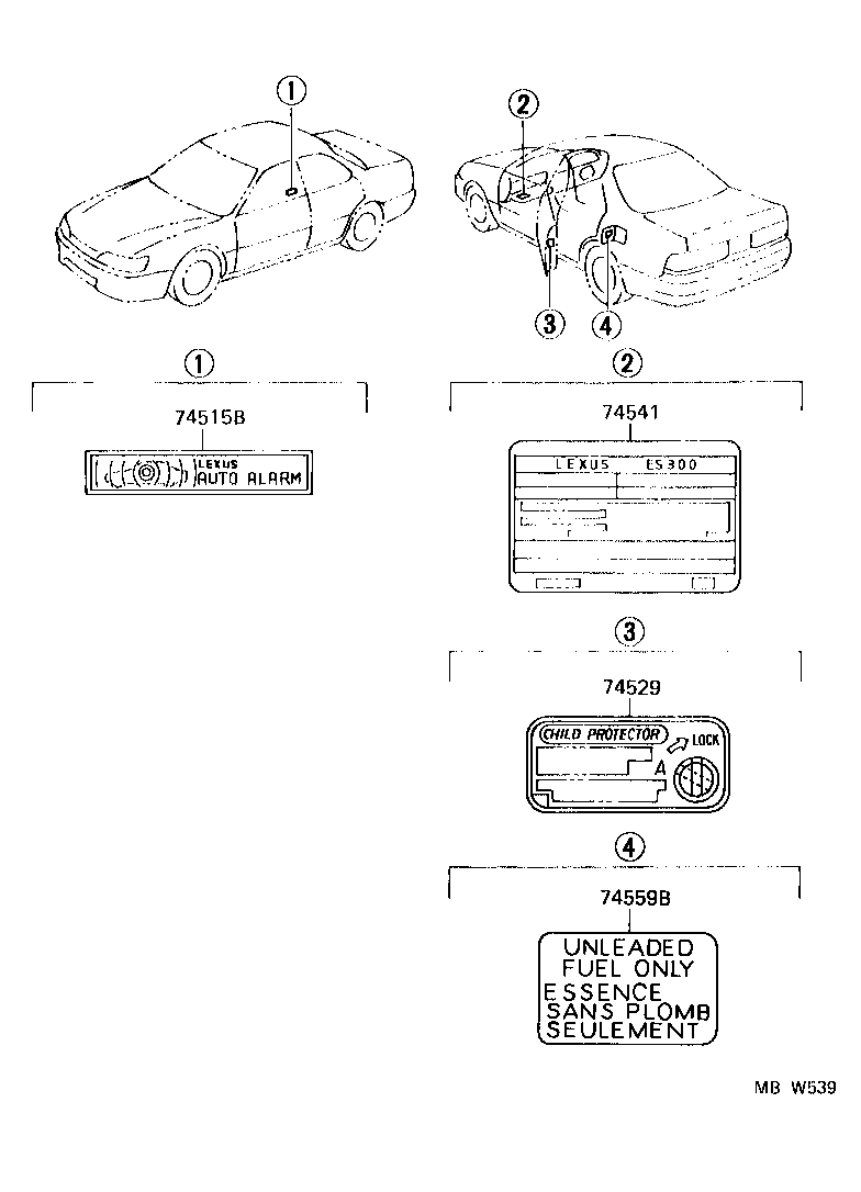 ES300 |  CAUTION PLATE EXTERIOR INTERIOR