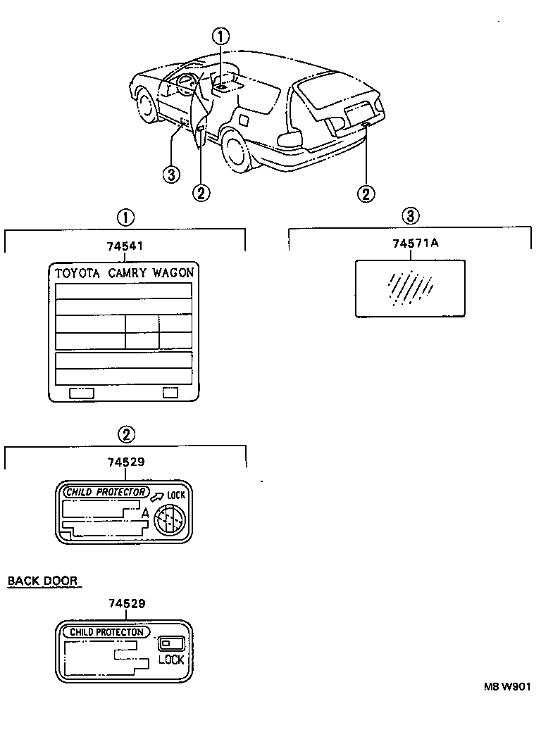  CAMRY NAP SED WG |  CAUTION PLATE EXTERIOR INTERIOR