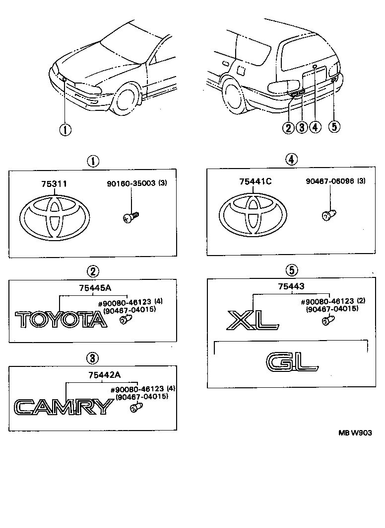  CAMRY NAP SED WG |  EMBLEM NAME PLATE EXTERIOR INTERIOR