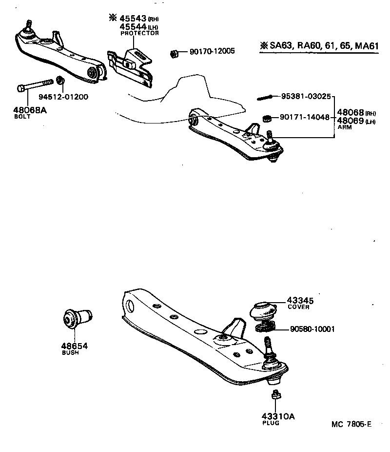  CELICA |  FRONT AXLE ARM STEERING KNUCKLE