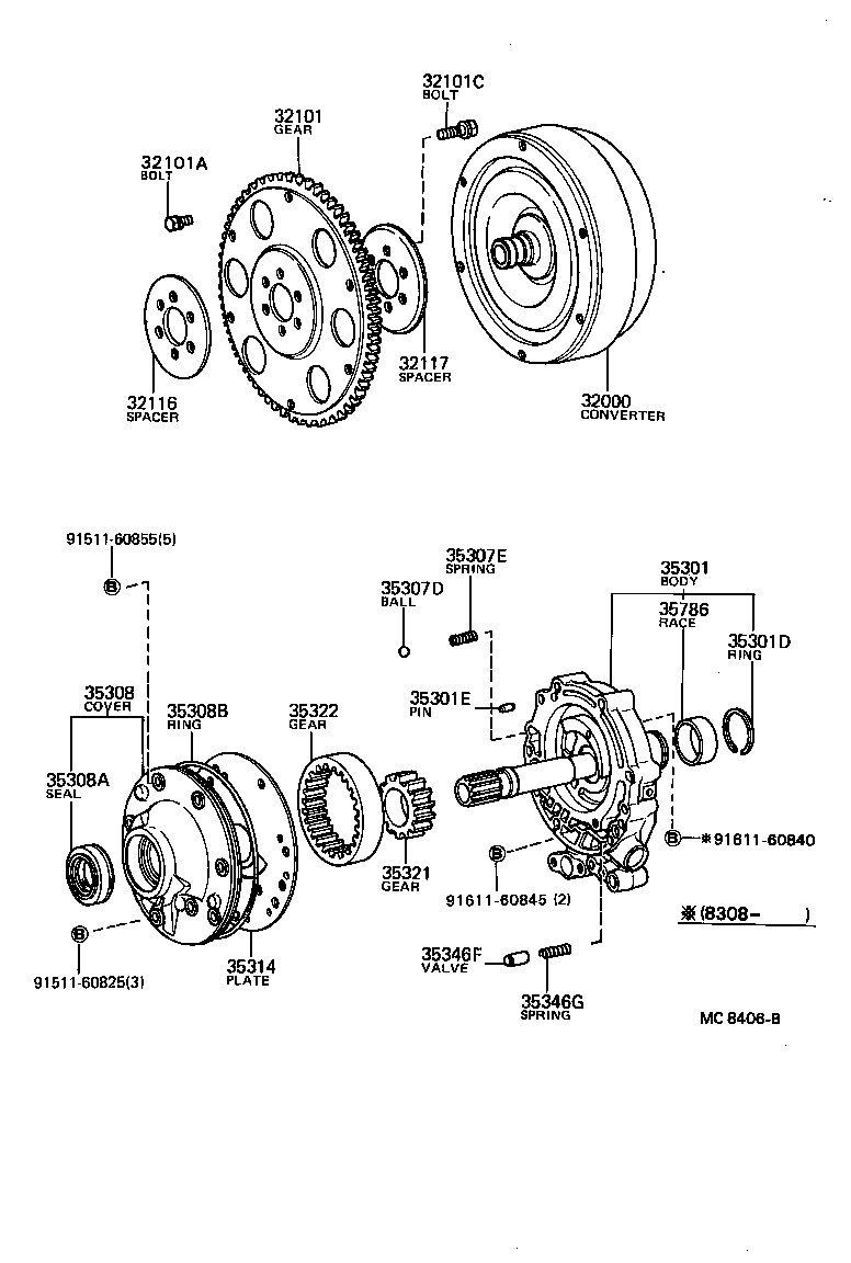  TERCEL |  TORQUE CONVERTER FRONT OIL PUMP CHAIN ATM