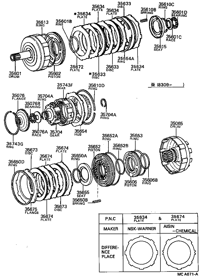  TERCEL |  BRAKE BAND MULTIPLE DISC CLUTCH ATM