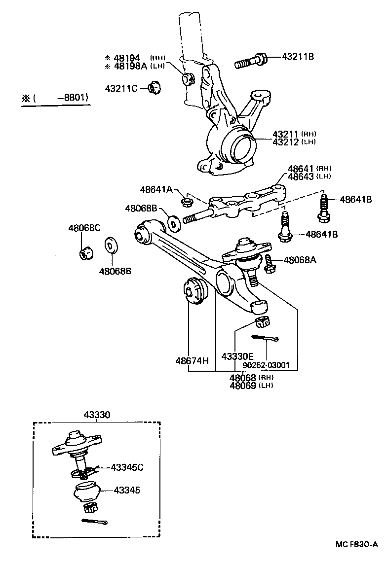  CAMRY |  FRONT AXLE ARM STEERING KNUCKLE