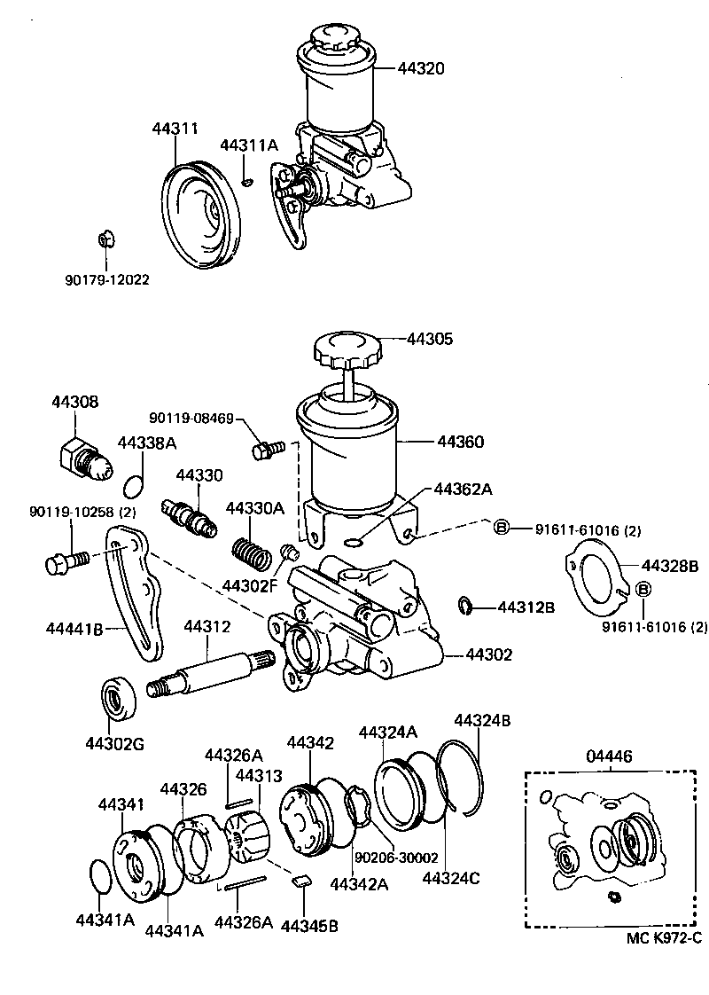  HILUX 4RUNNER 4WD |  VANE PUMP RESERVOIR POWER STEERING