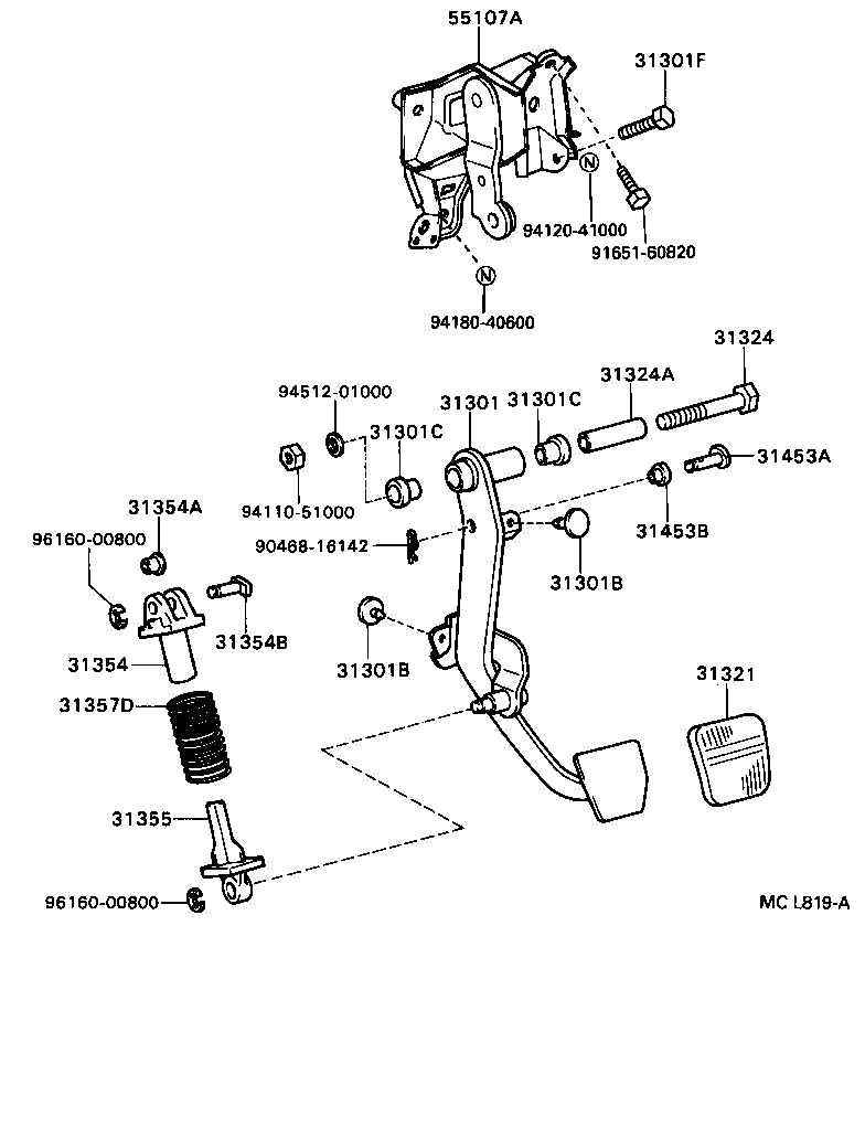  CAMRY NAP SED WG |  CLUTCH PEDAL FLEXIBLE HOSE