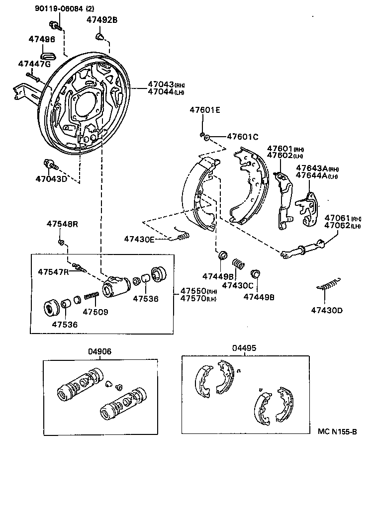  PREVIA |  REAR DRUM BRAKE WHEEL CYLINDER BACKING PLATE