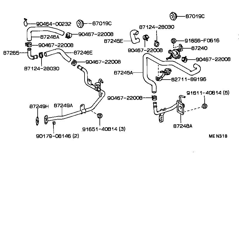  HILUX 4RUNNER 4WD |  HEATING AIR CONDITIONING WATER PIPING
