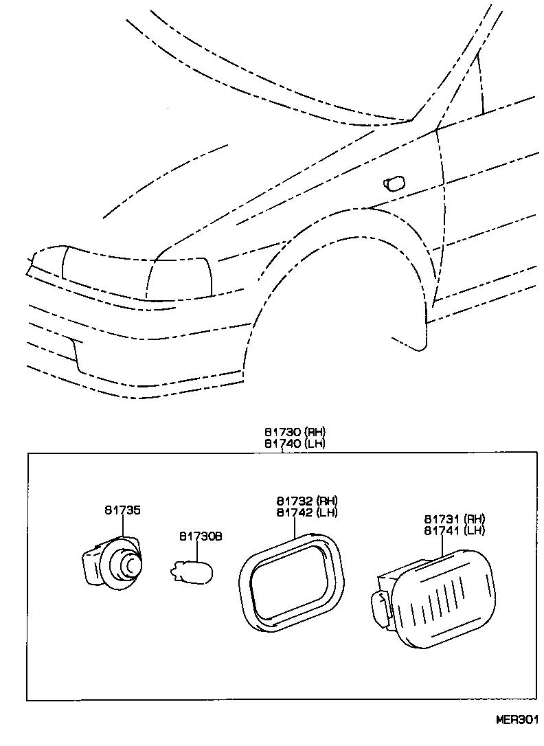  PASEO |  SIDE TURN SIGNAL LAMP OUTER MIRROR LAMP