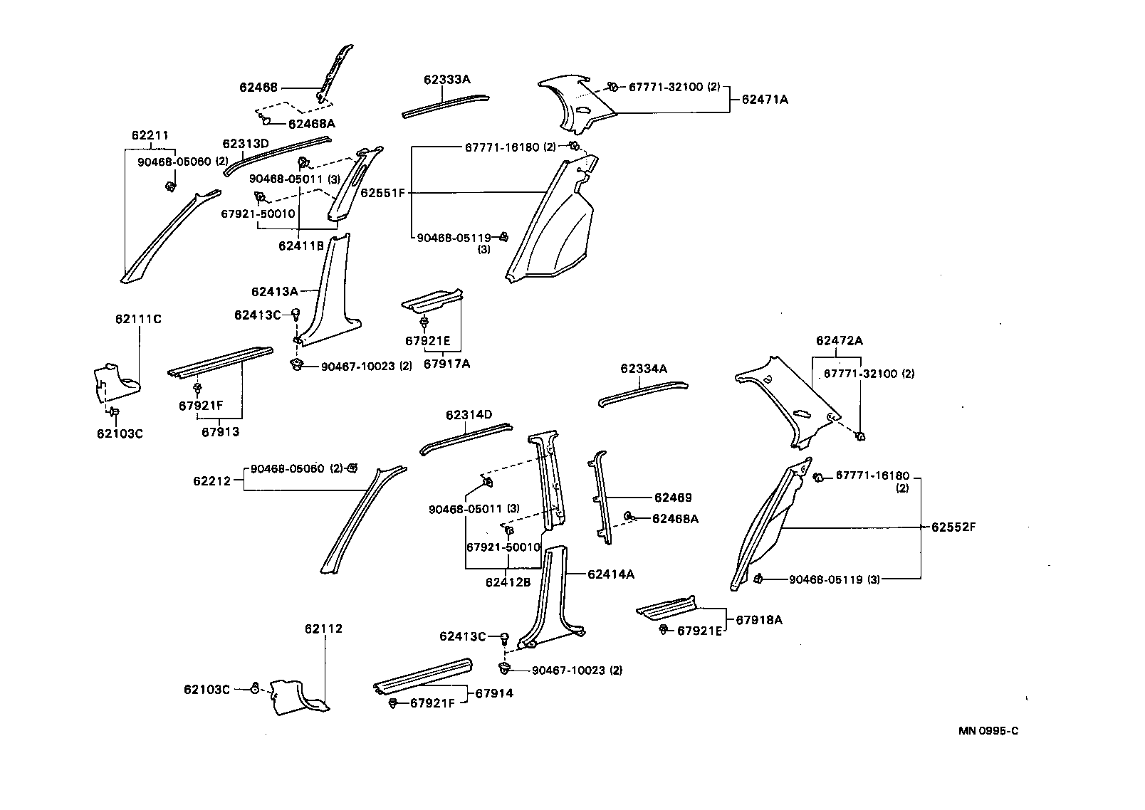  TERCEL |  INSIDE TRIM BOARD DOOR OPENING TRIM MOULDING