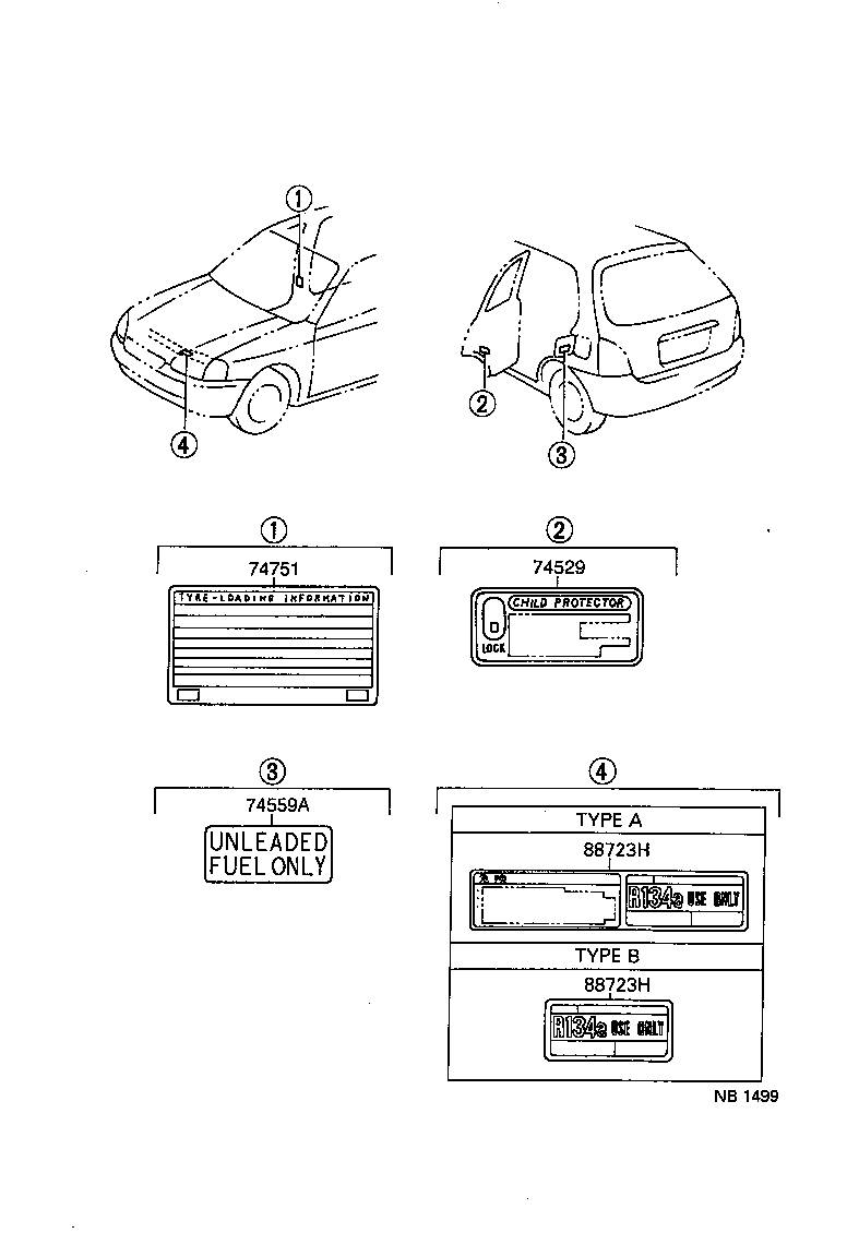  STARLET |  CAUTION PLATE EXTERIOR INTERIOR