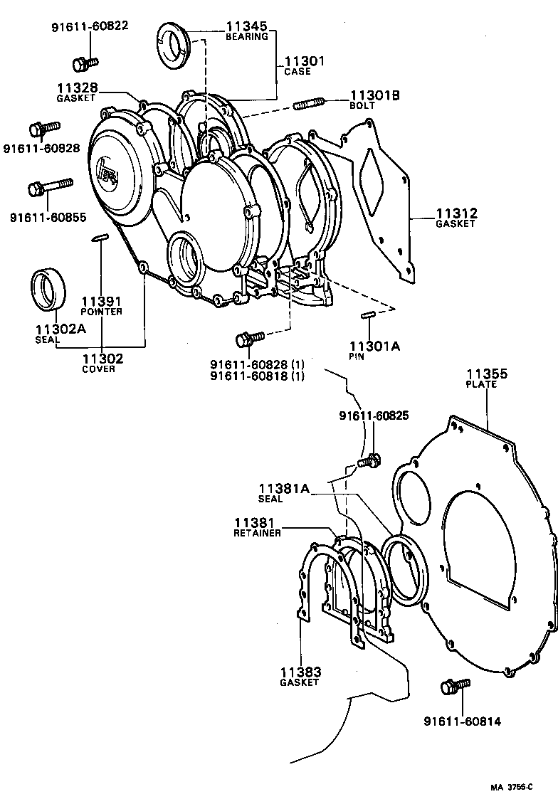  TOYOACE |  TIMING GEAR COVER REAR END PLATE