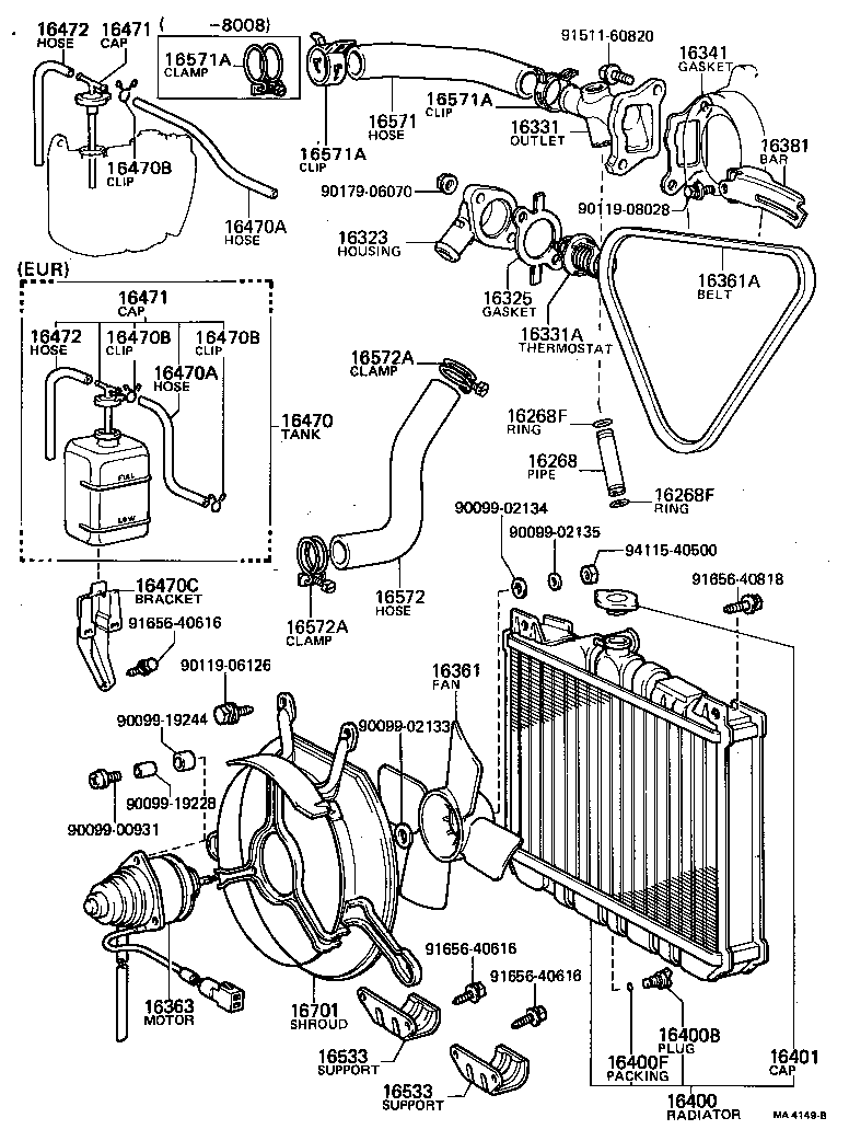  TERCEL |  RADIATOR WATER OUTLET