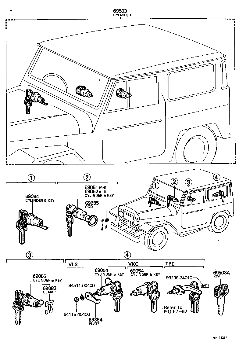  LAND CRUISER 40 45 55 |  SEPARATION DOOR PANEL GLASS