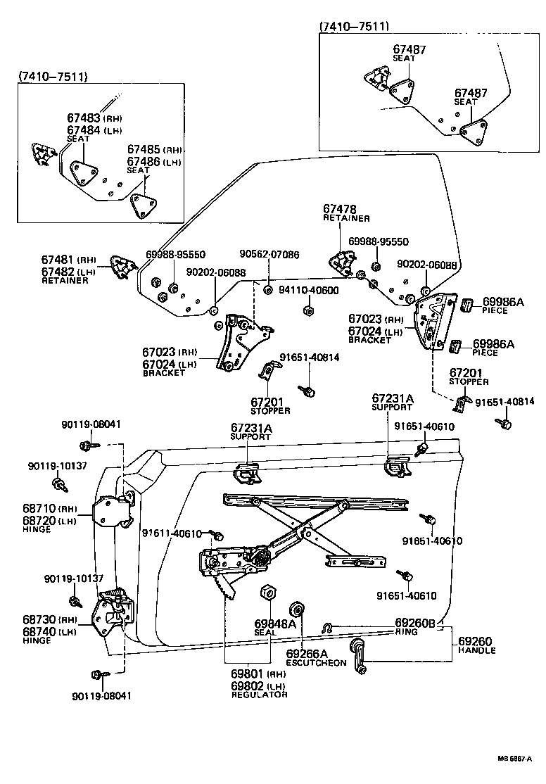  CROWN |  FRONT DOOR WINDOW REGULATOR HINGE