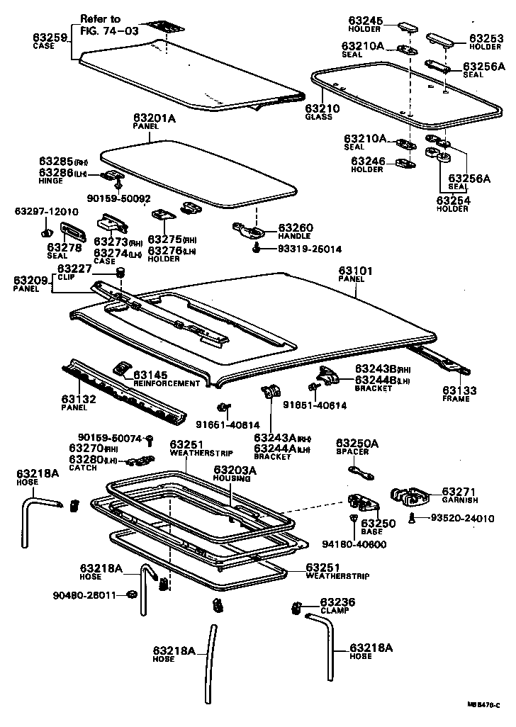  TERCEL |  ROOF PANEL BACK WINDOW GLASS