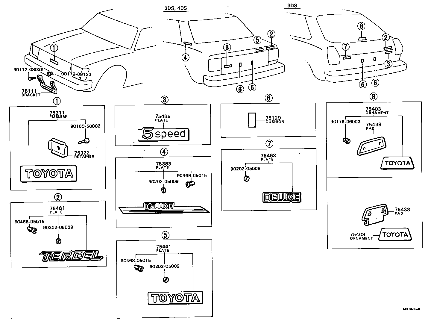  TERCEL |  EMBLEM NAME PLATE EXTERIOR INTERIOR