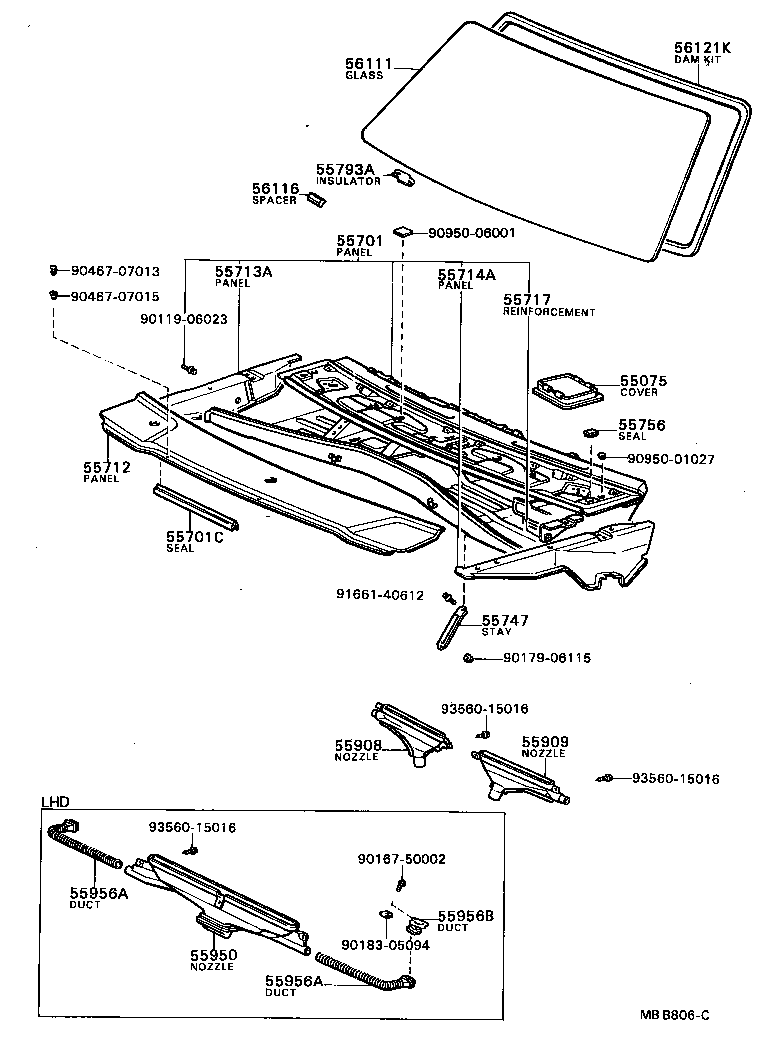  TERCEL |  COWL PANEL WINDSHIELD GLASS