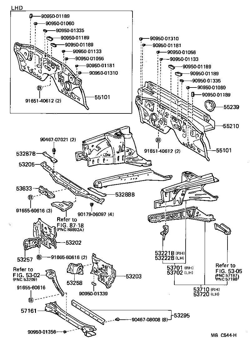  CELICA |  FRONT FENDER APRON DASH PANEL
