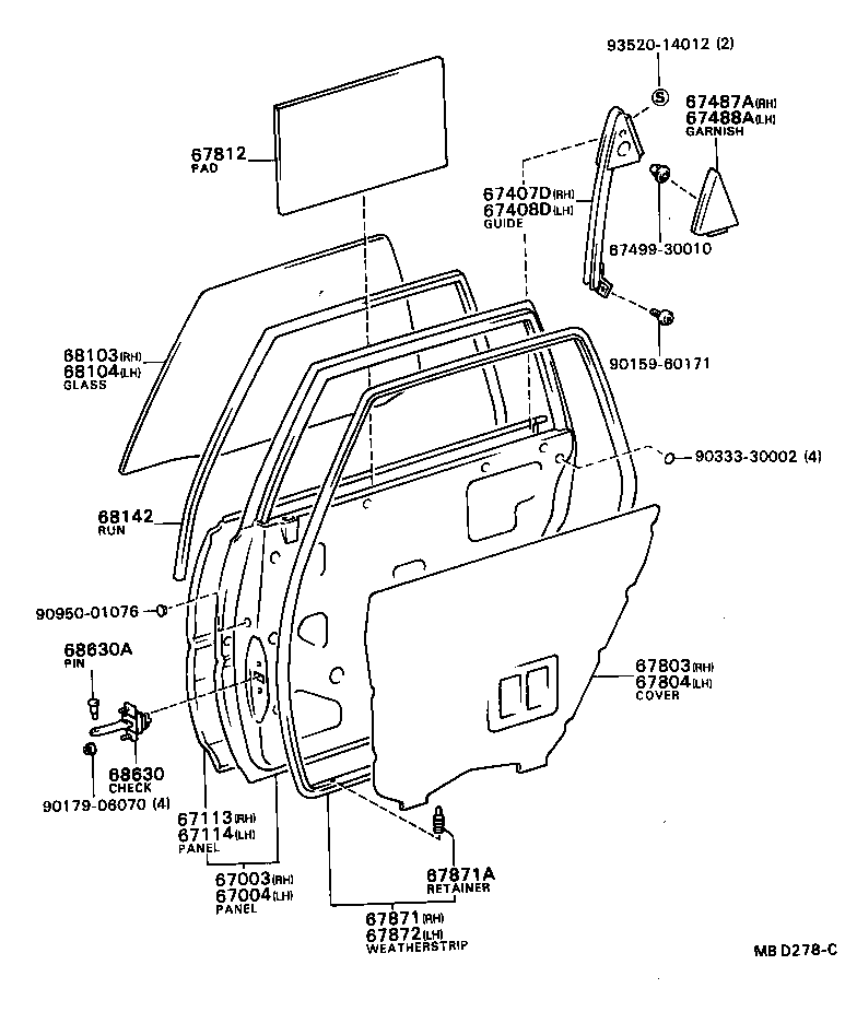  CAMRY |  REAR DOOR PANEL GLASS