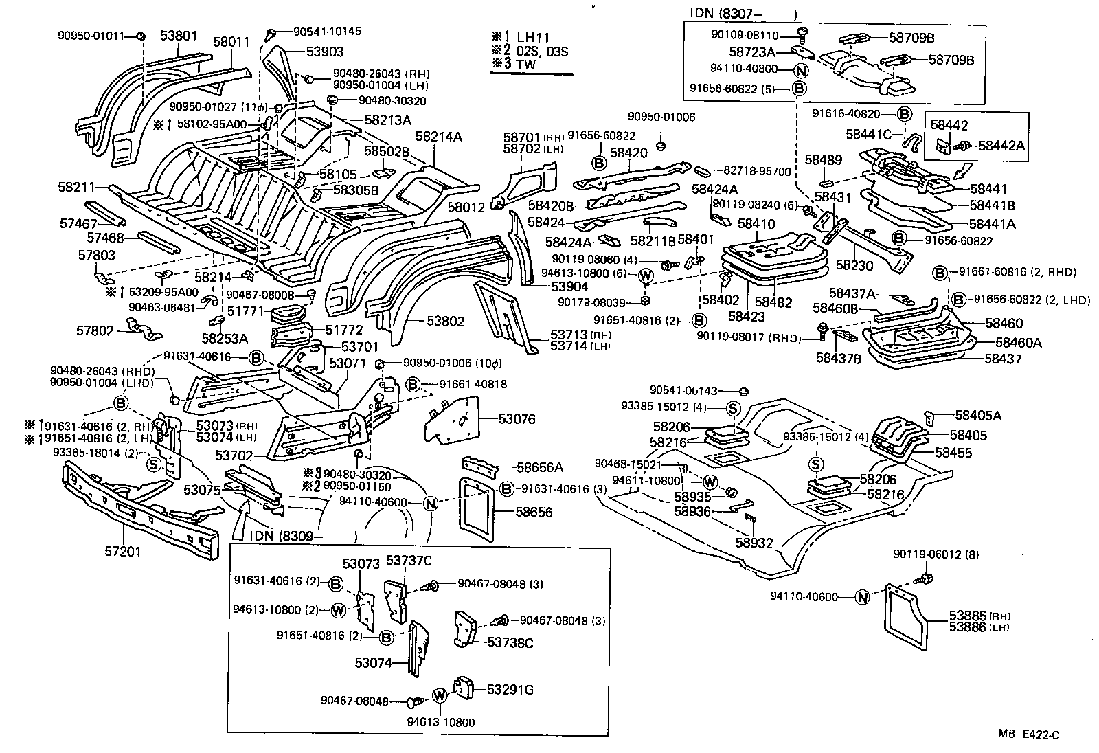  HIACE |  FRONT FLOOR PANEL FRONT FLOOR MEMBER