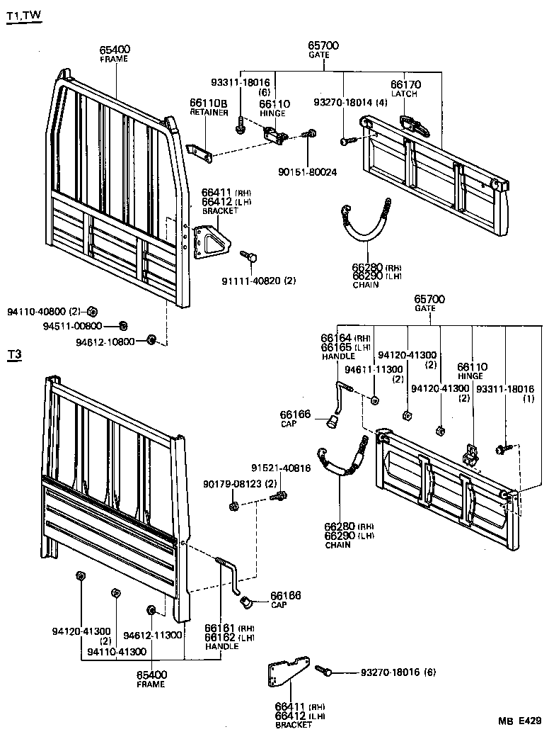  HIACE |  REAR BODY GUARD FRAME TAIL GATE