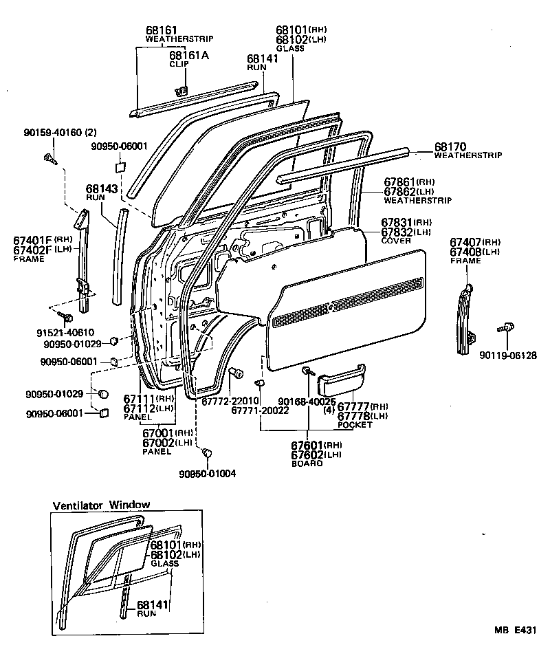  HIACE |  FRONT DOOR PANEL GLASS