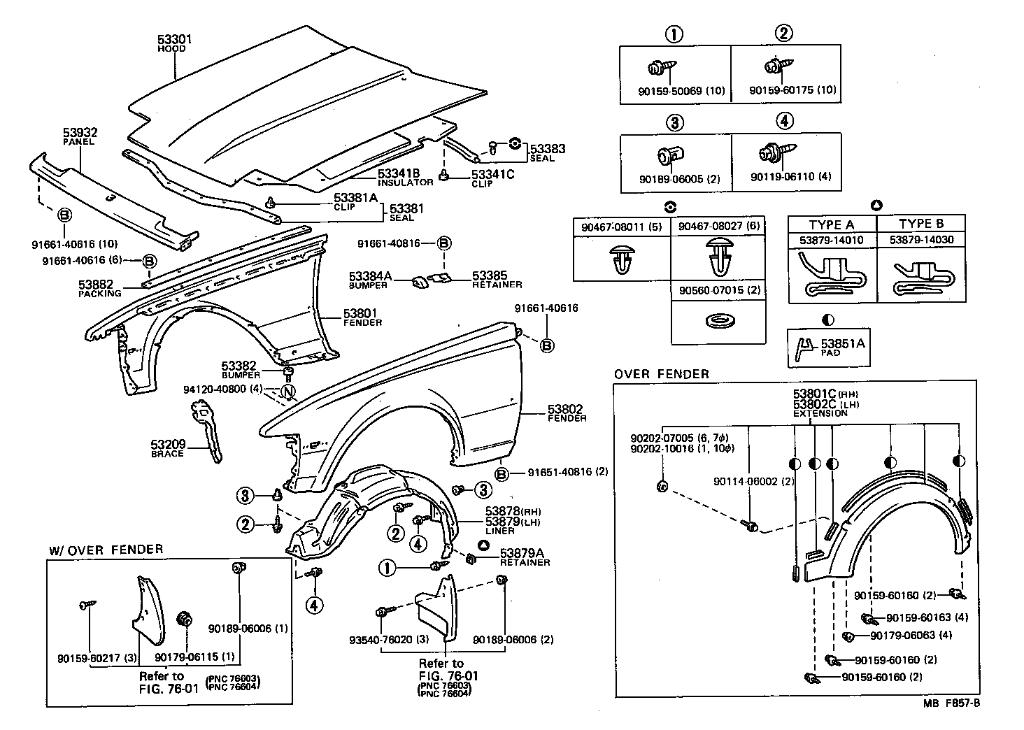  CELICA |  HOOD FRONT FENDER