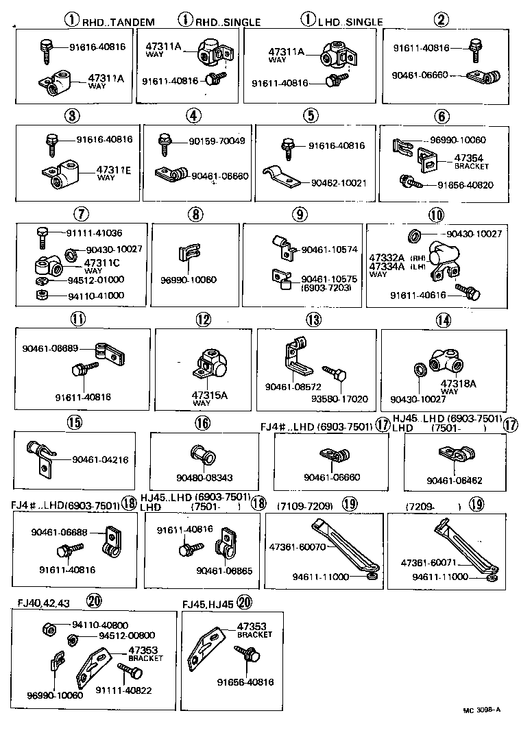 LAND CRUISER 40 45 55 |  BRAKE TUBE CLAMP
