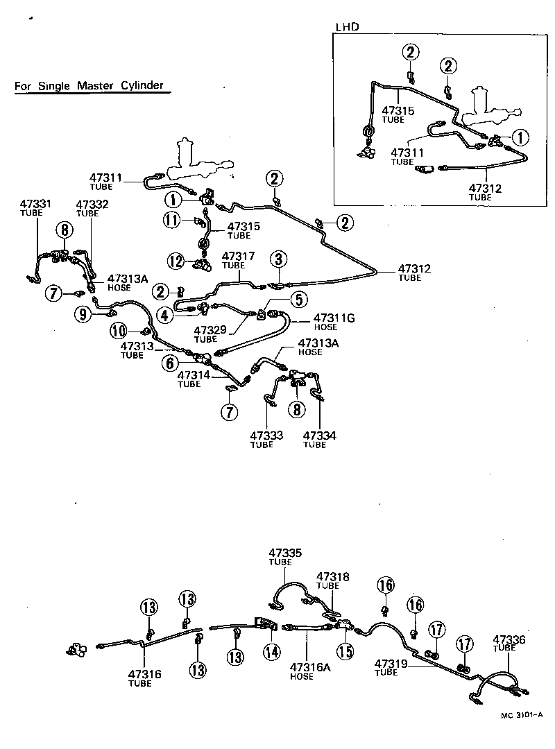  LAND CRUISER 40 45 55 |  BRAKE TUBE CLAMP